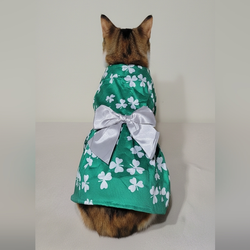 Green St. Patrick's Day Themed Dog/Pet Dress Costume w/ a Bow Size Medium- NWOT - Picture 6 of 9
